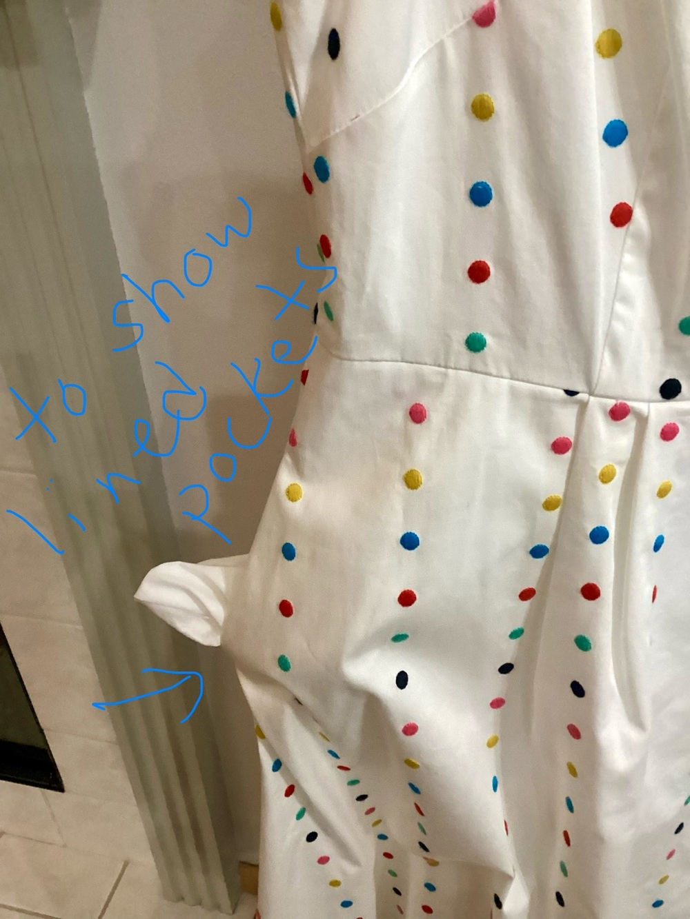 Boden White Cotton Multi-Color Embroidered Polka Dot Fit & Flare Dress Sz 6P - Picture 13 of 13